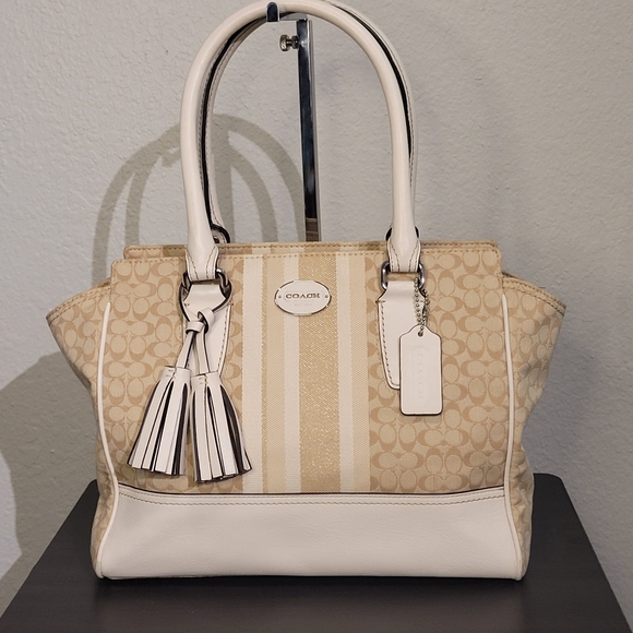 Coach Handbags - COACH LEGACY SIGNATURE STRIPE Small CANDACE CARRYALL